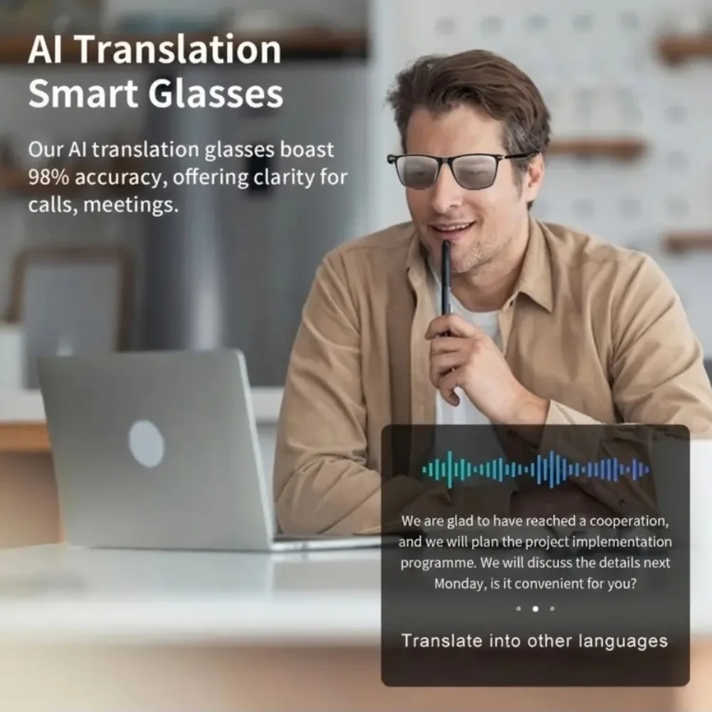 AI Translation Smart Glasses - Black